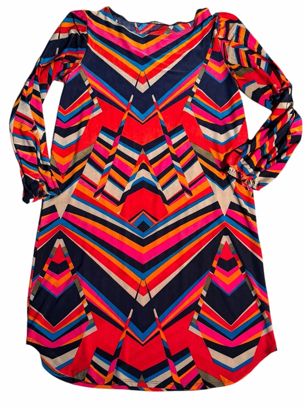 Annalee + Hope Chevron Stripe Multicolor Top in Pink, Orange, Blue, Black M